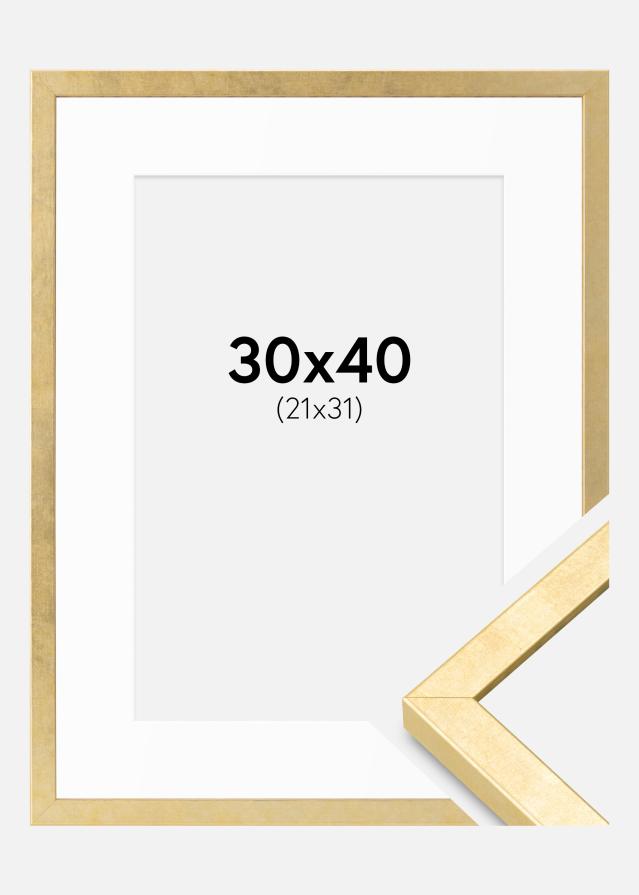 Cadre Ares Or 30x40 cm - Passe-partout Blanc 22x32 cm