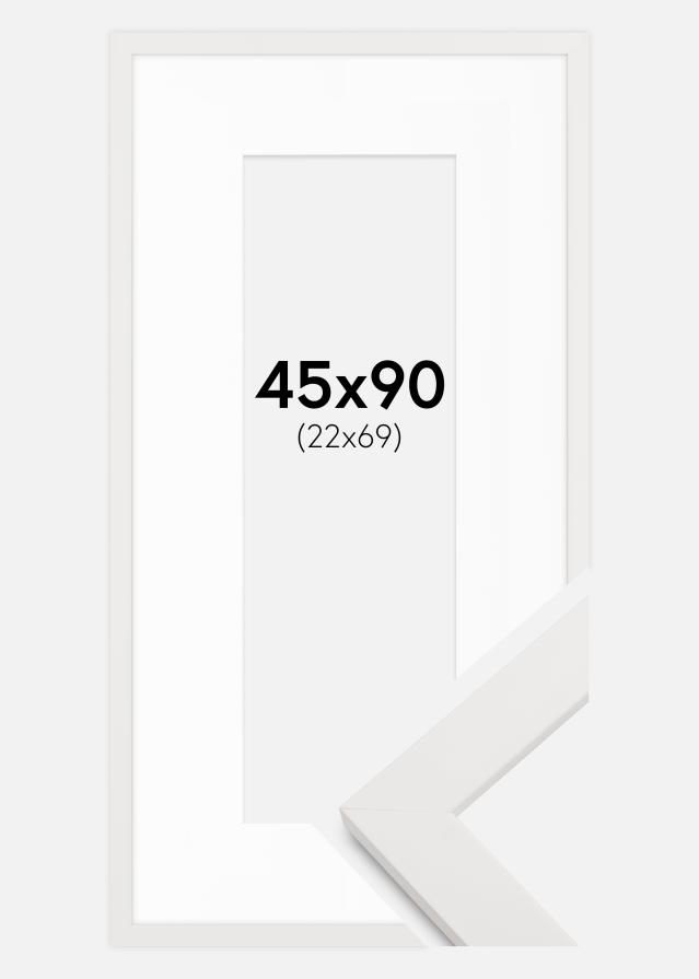Cadre blanc bois 45x90 cm - Passe-partout Blanc 23x70 cm