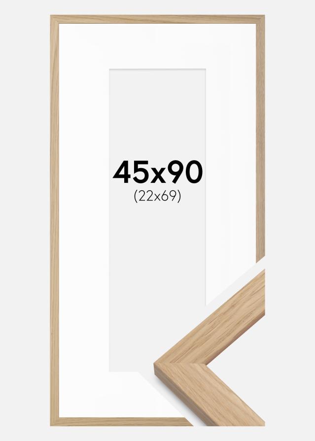 Cadre chêne bois 45x90 cm - Passe-partout Blanc 23x70 cm
