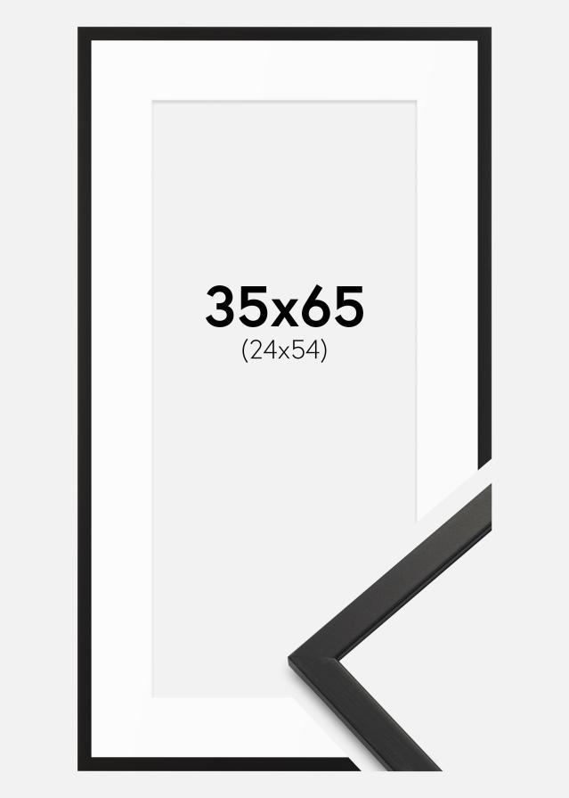 Cadre Edsbyn Noir 35x65 cm - Passe-partout Blanc 25x55 cm