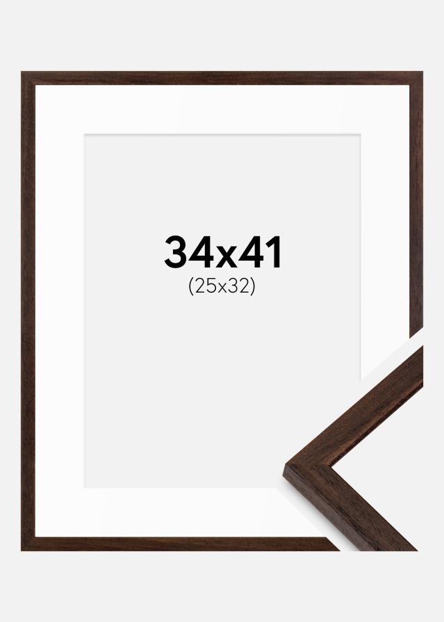 Cadre Edsbyn Noyer 34x41 cm - Passe-partout Blanc 26x33 cm