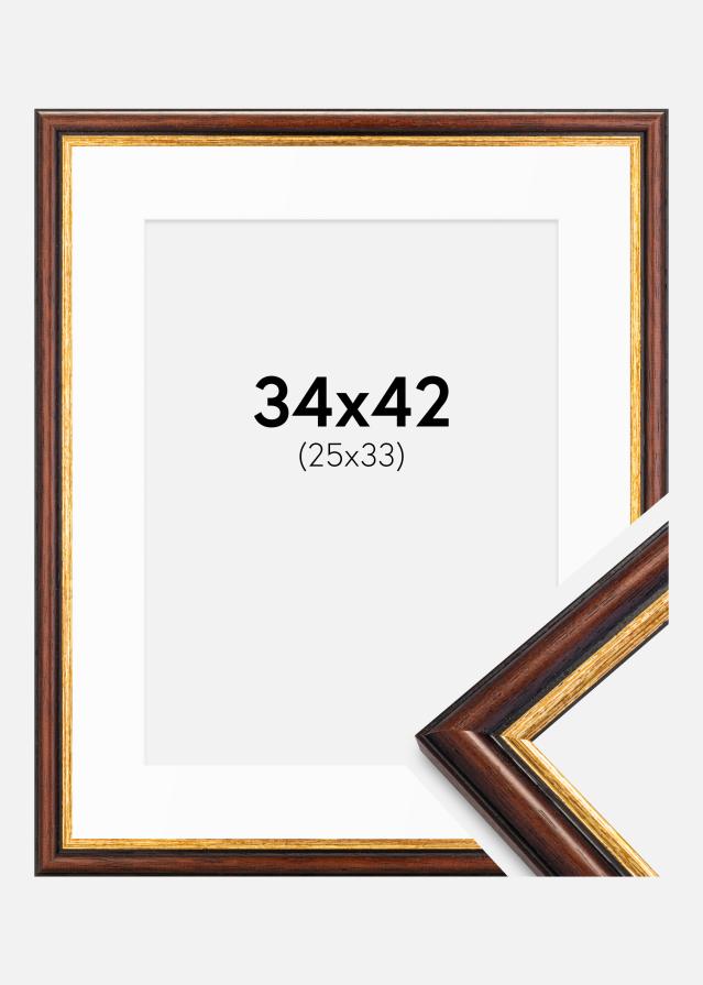 Cadre Siljan Marron 34x42 cm - Passe-partout Blanc 26x34 cm