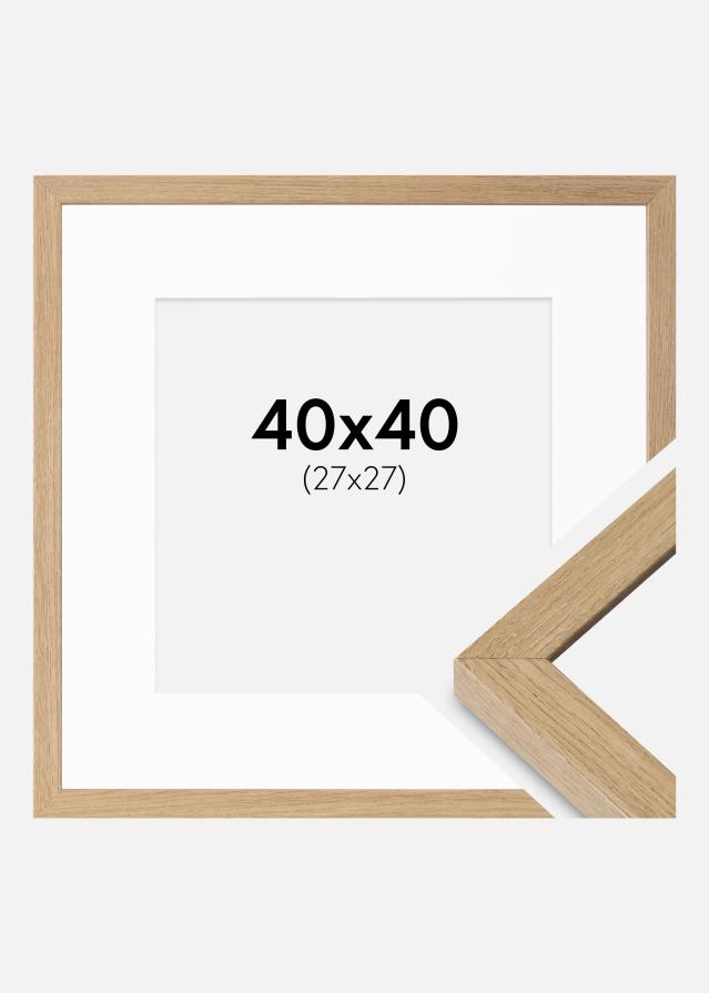Cadre Hermes Chêne Naturel 40x40 cm - Passe-partout Blanc 28x28 cm