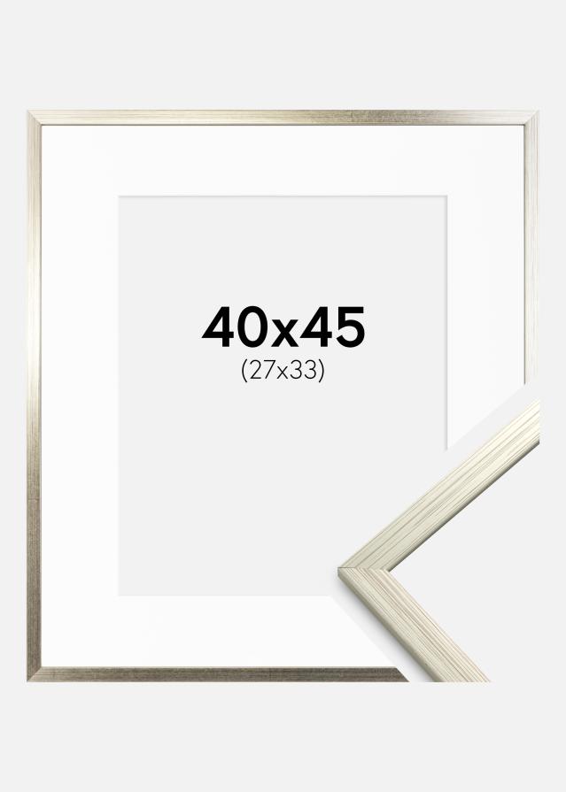 Cadre Edsbyn Argent 40x45 cm - Passe-partout Blanc 28x34 cm