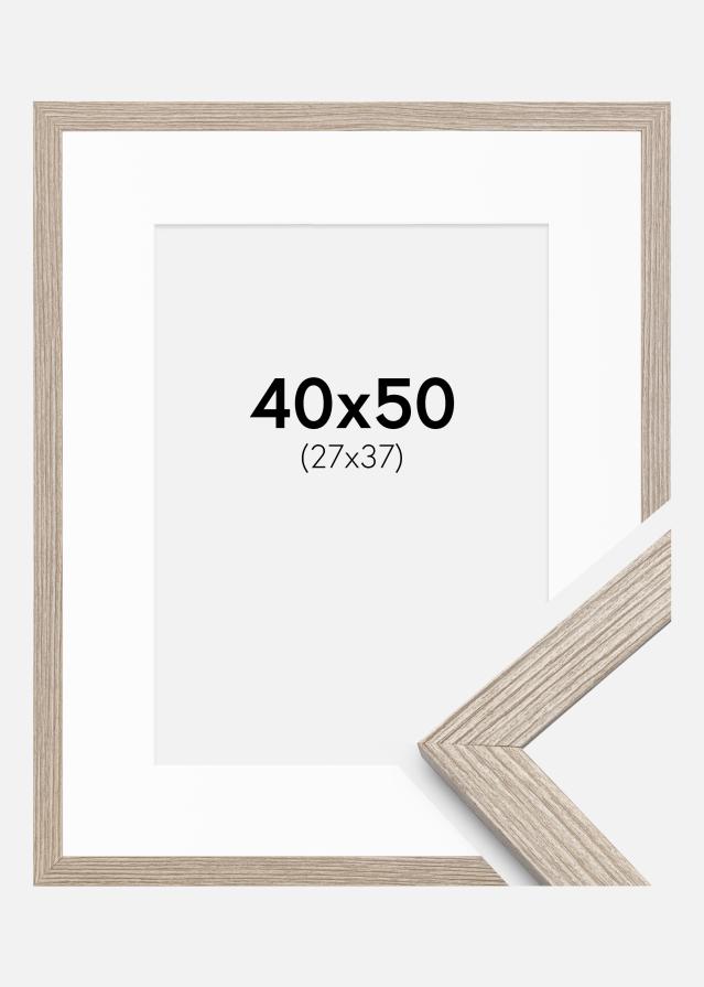 Cadre Stilren Chêne Greige 40x50 cm - Passe-partout Blanc 28x38 cm
