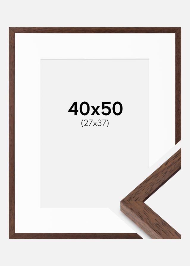 Cadre Ares Teak 40x50 cm - Passe-partout Blanc 28x38 cm