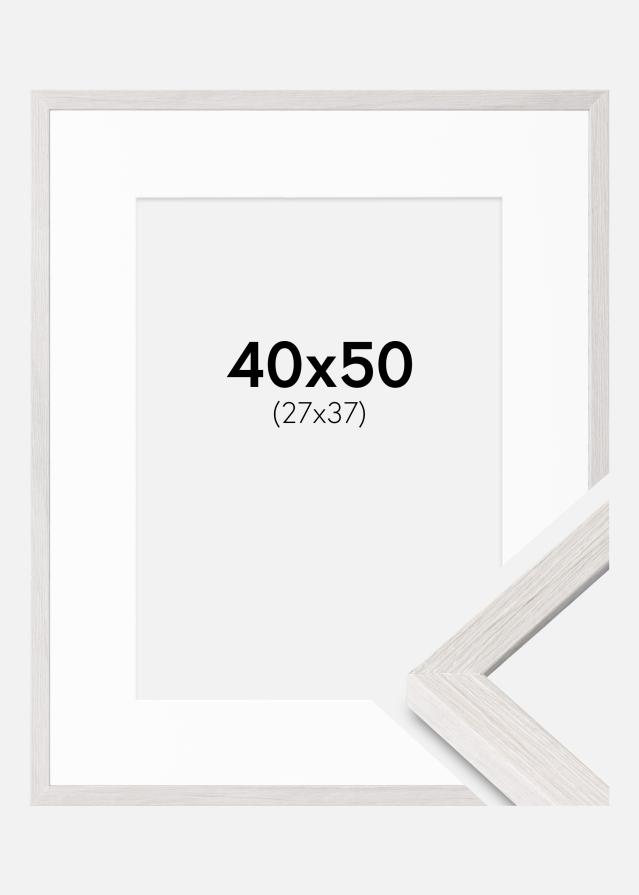 Cadre Ares Chêne Blanc 40x50 cm - Passe-partout Blanc 28x38 cm