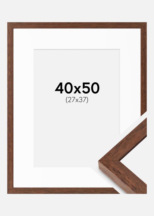 Cadre Hermes Teak 40x50 cm - Passe-partout Blanc 28x38 cm