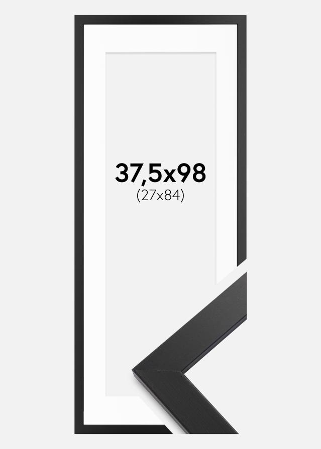 Cadre noir bois 37,5x98 cm - Passe-partout Blanc 28x85 cm