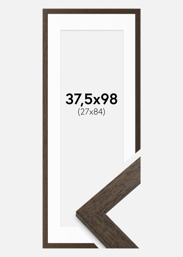 Cadre Marron bois 37,5x98 cm - Passe-partout Blanc 28x85 cm