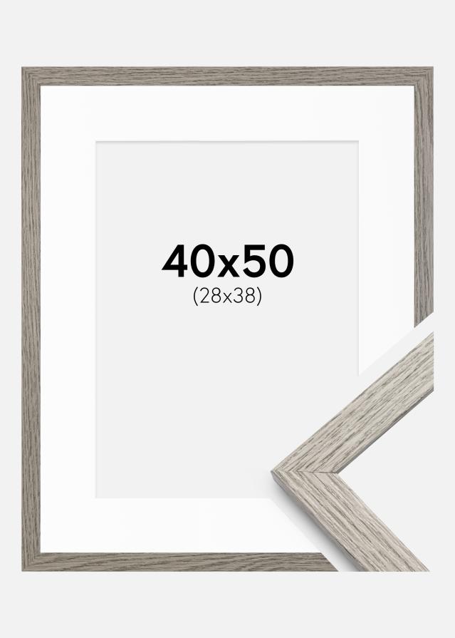 Cadre Stilren Chêne Gris 40x50 cm - Passe-partout Blanc 29x39 cm