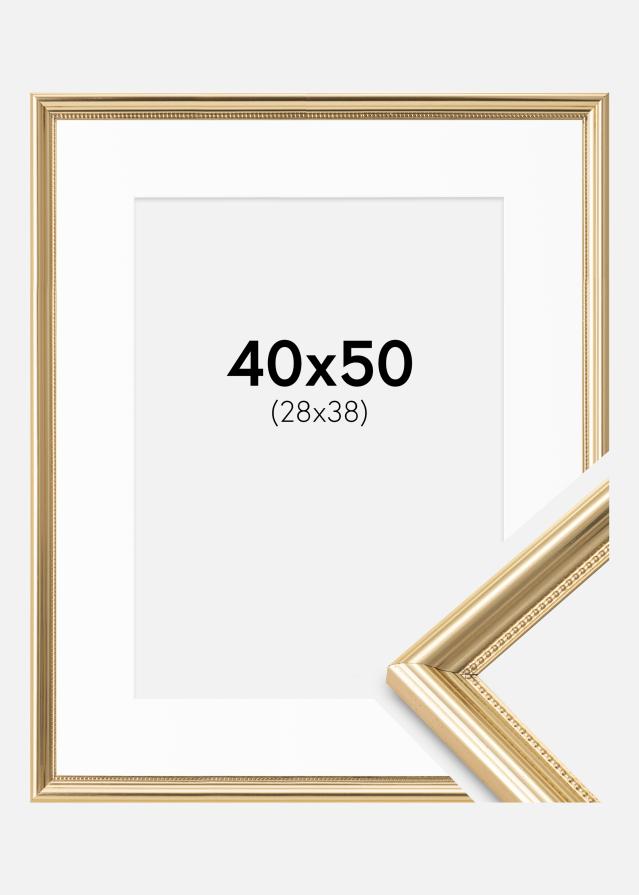 Cadre Gala Or 40x50 cm - Passe-partout Blanc 29x39 cm