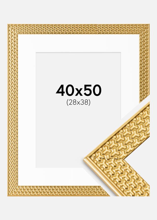 Cadre Grace Or 40x50 cm - Passe-partout Blanc 29x39 cm
