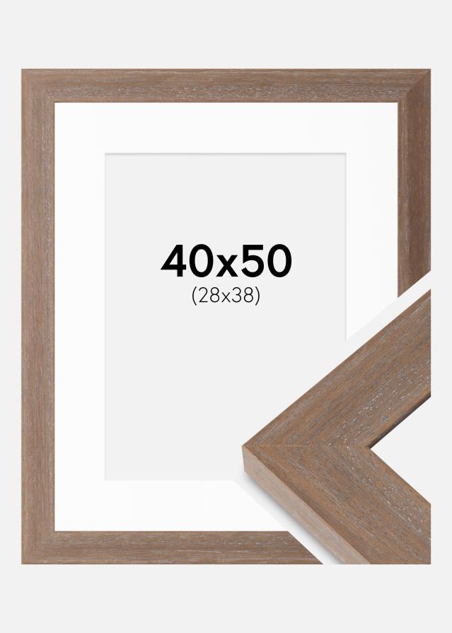 Cadre Juno Gris 40x50 cm - Passe-partout Blanc 29x39 cm