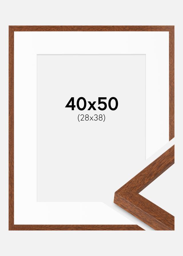 Cadre Modern Chaud Marron 40x50 cm - Passe-partout Blanc 29x39 cm