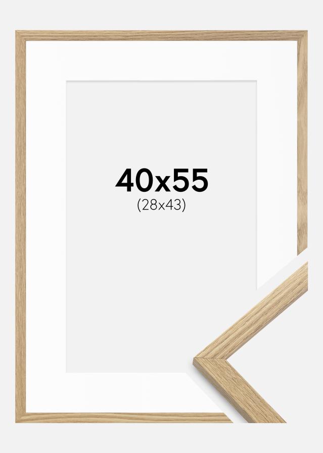 Cadre Trendy chêne 40x55 cm - Passe-partout blanc 29x44 cm