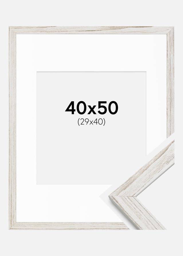 Cadre Stilren Vintage Blanc 40x50 cm - Passe-partout Blanc 30x41 cm