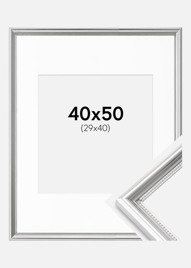 Cadre Gala Argent 40x50 cm - Passe-partout Blanc 30x41 cm