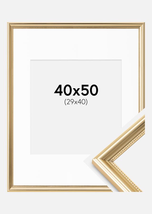 Cadre Gala Or 40x50 cm - Passe-partout Blanc 30x41 cm