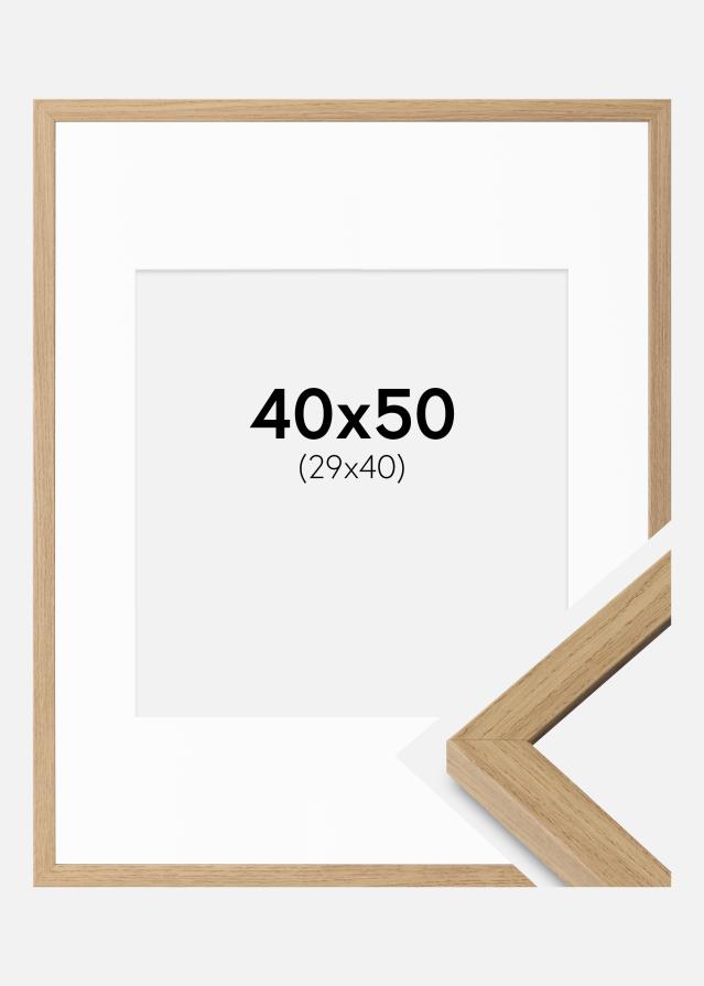 Cadre Ares Chêne Naturel 40x50 cm - Passe-partout Blanc 30x41 cm
