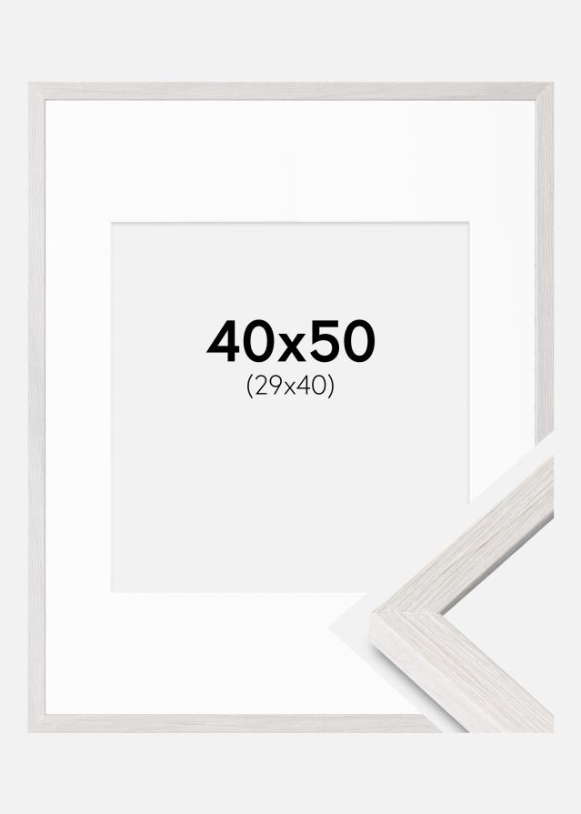 Cadre Ares Chêne Blanc 40x50 cm - Passe-partout Blanc 30x41 cm