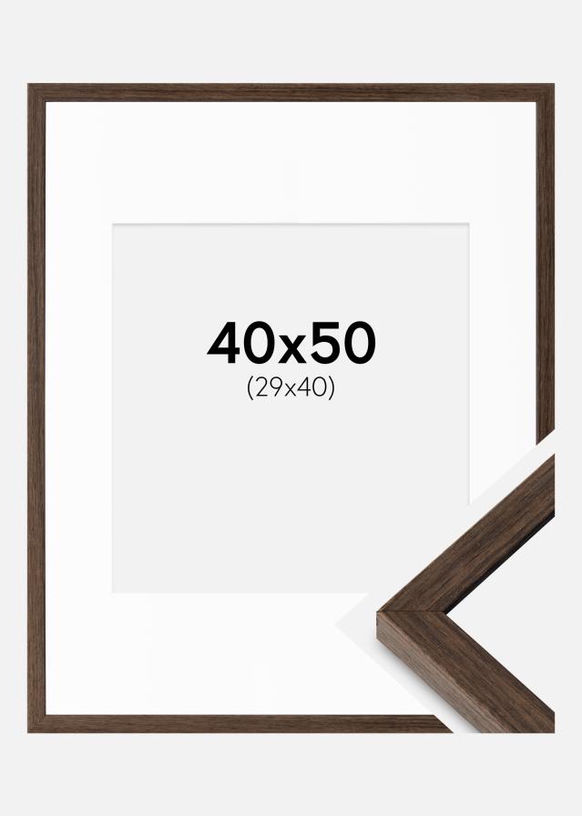 Cadre Ares Noyer 40x50 cm - Passe-partout Blanc 30x41 cm
