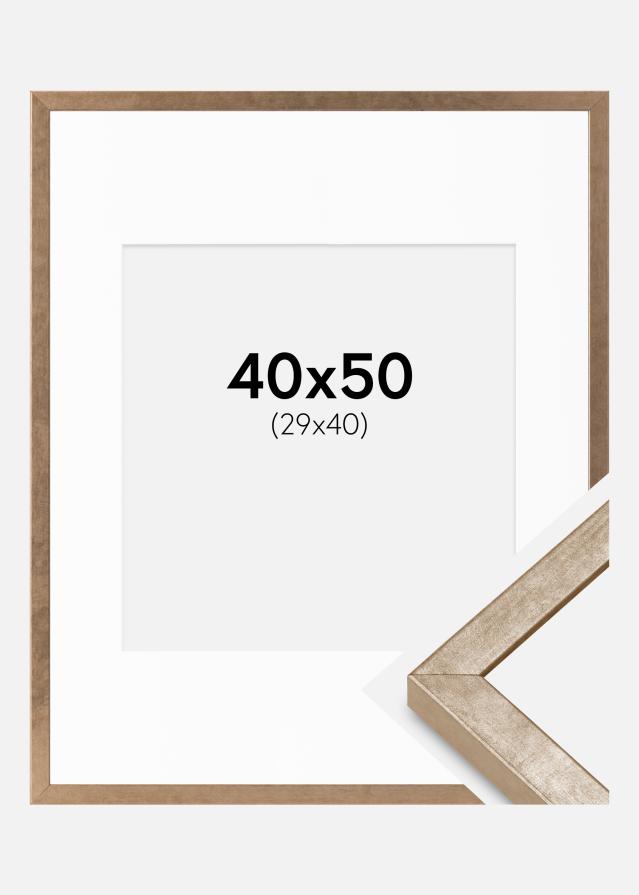 Cadre Ares Laiton 40x50 cm - Passe-partout Blanc 30x41 cm