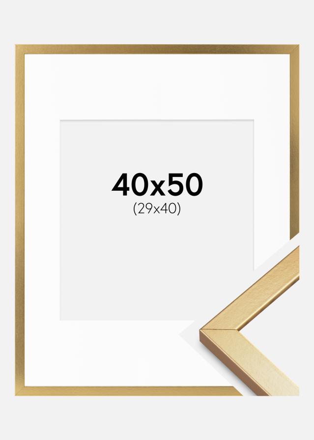 Cadre Minerva Or 40x50 cm - Passe-partout Blanc 30x41 cm