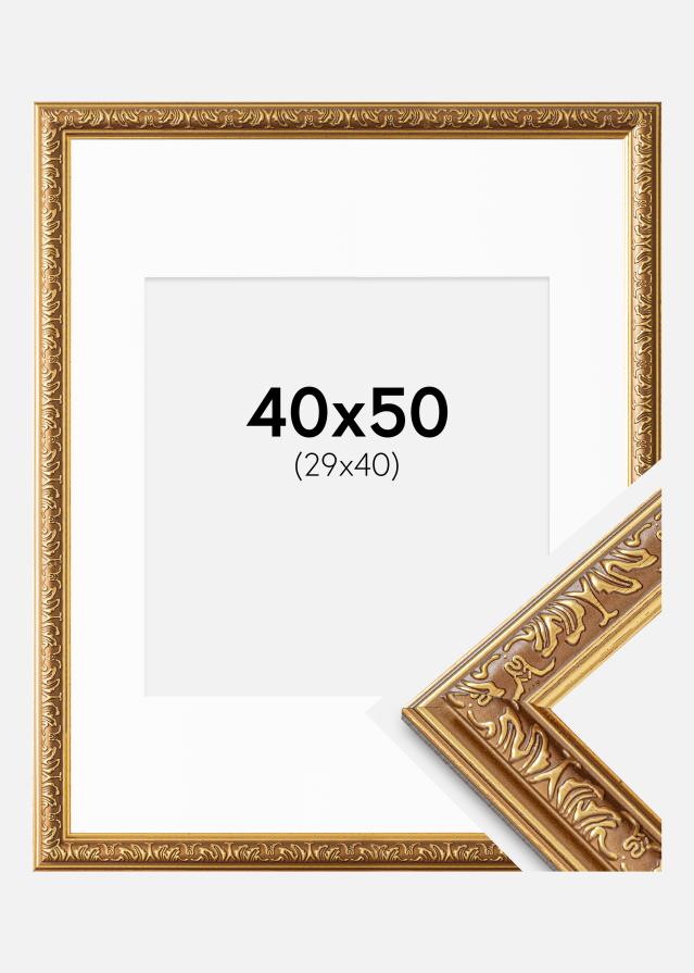 Cadre Swirl Or 40x50 cm - Passe-partout Blanc 30x41 cm