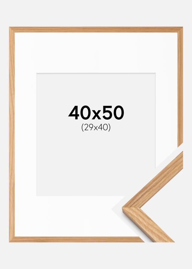 Cadre Chêne Massiv 40x50 cm - Passe-partout Blanc 30x41 cm