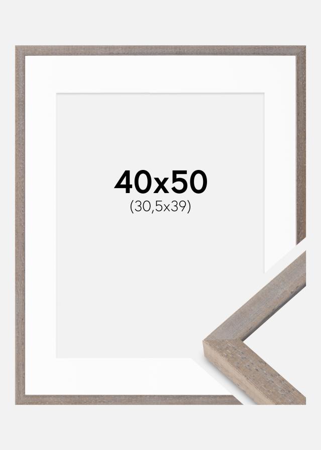 Cadre Ares Gris 40x50 cm - Passe-partout Blanc 31,5x40 cm