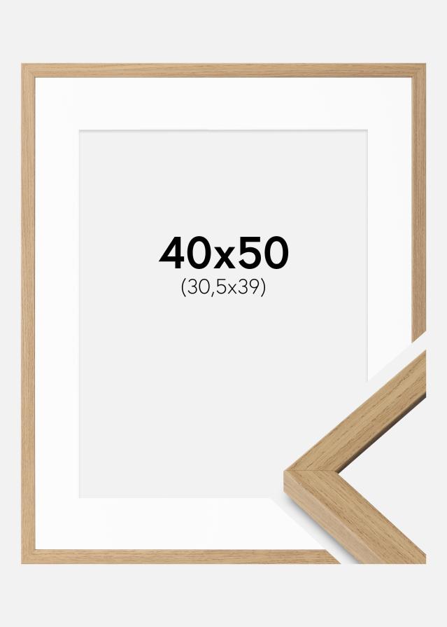 Cadre Ares Chêne Naturel 40x50 cm - Passe-partout Blanc 31,5x40 cm