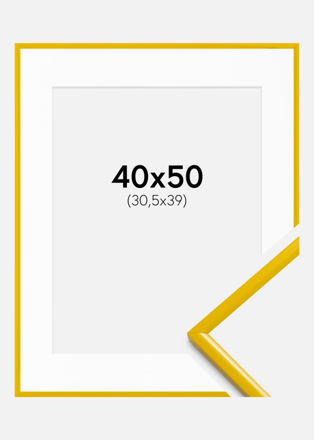 Cadre New Lifestyle Jaune 40x50 cm - Passe-partout Blanc 31,5x40 cm