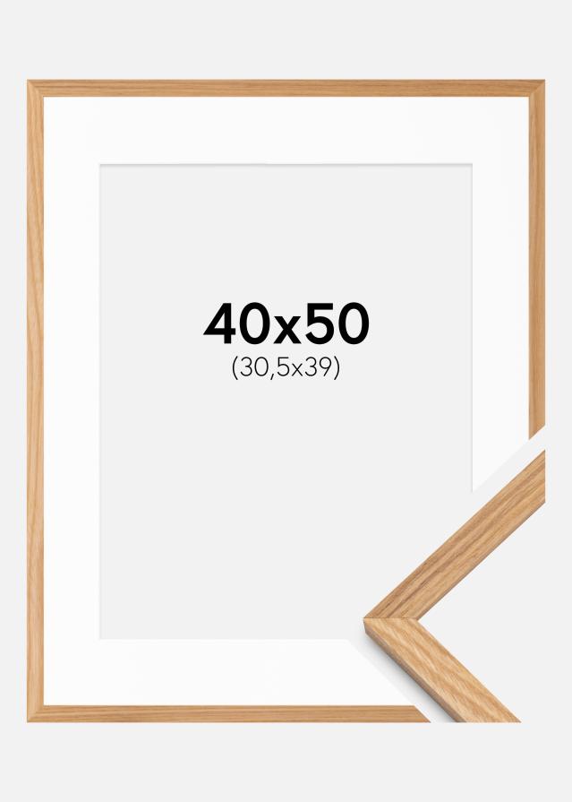 Cadre Chêne Massiv 40x50 cm - Passe-partout Blanc 31,5x40 cm