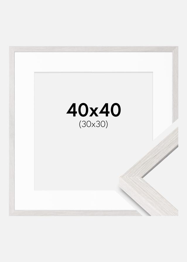 Cadre Ares Chêne Blanc 40x40 cm - Passe-partout blanc 31x31 cm