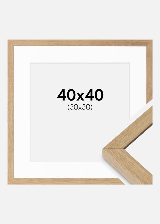 Cadre Hermes Chêne Naturel 40x40 cm - Passe-partout Blanc 31x31 cm