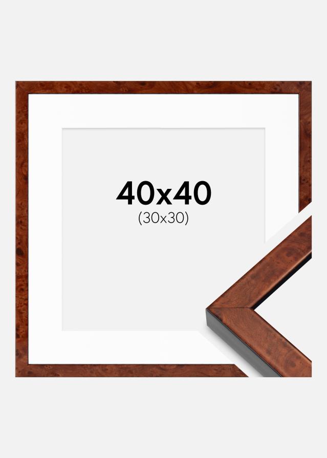 Cadre Hermes noyer 40x40 cm - Passe-partout Blanc 31x31 cm