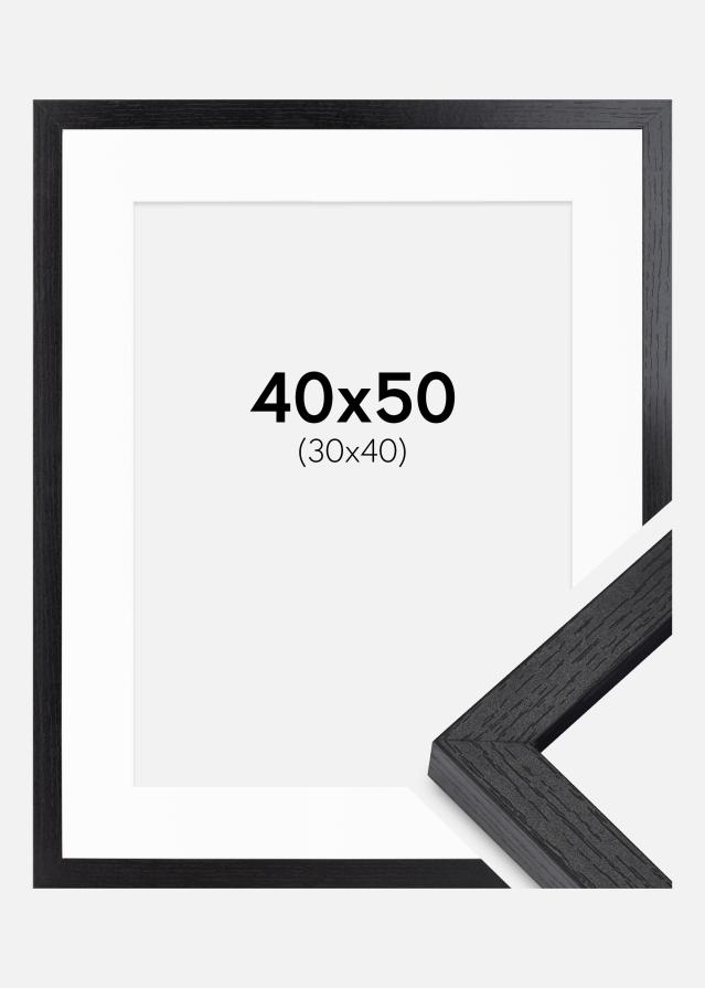 BGA Cadre Boîte Noir 40x50 cm - Passe-partout Blanc 31x41 cm