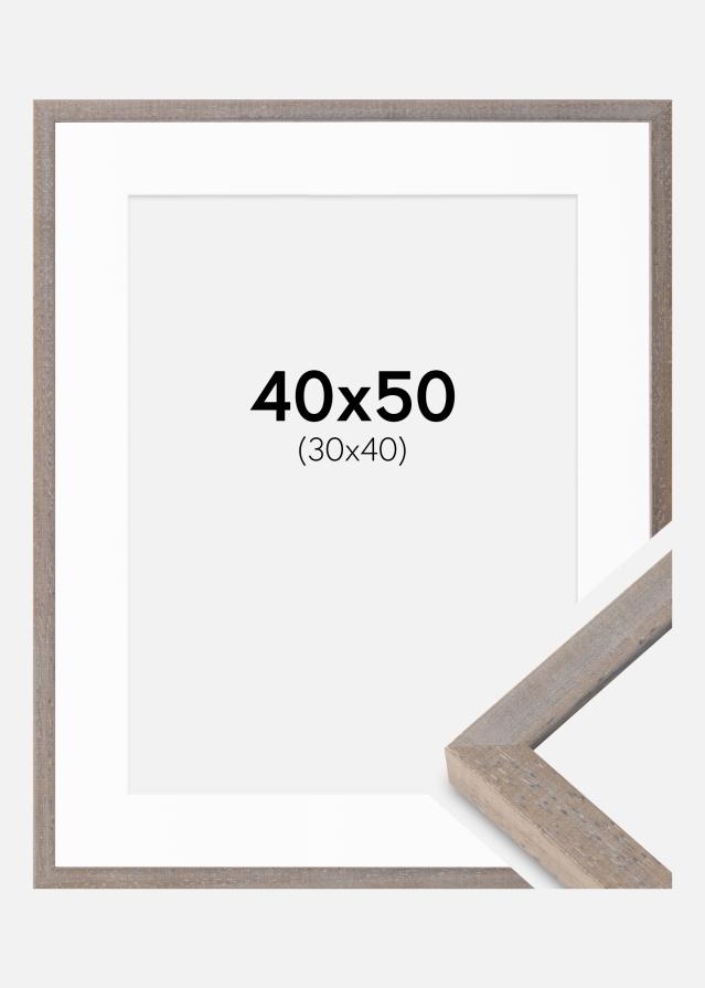 Cadre Ares Gris 40x50 cm - Passe-partout Blanc 31x41 cm