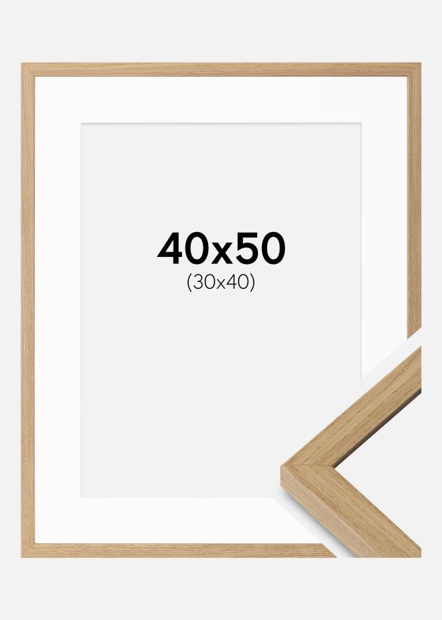 Cadre Ares Chêne Naturel 40x50 cm - Passe-partout Blanc 31x41 cm
