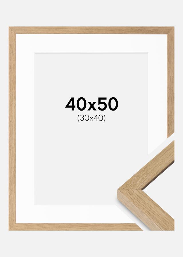Cadre Hermes Chêne Naturel 40x50 cm - Passe-partout Blanc 31x41 cm