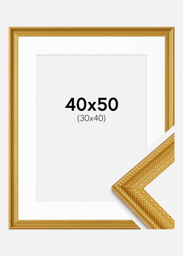 Cadre Lattice Or 40x50 cm - Passe-partout Blanc 31x41 cm