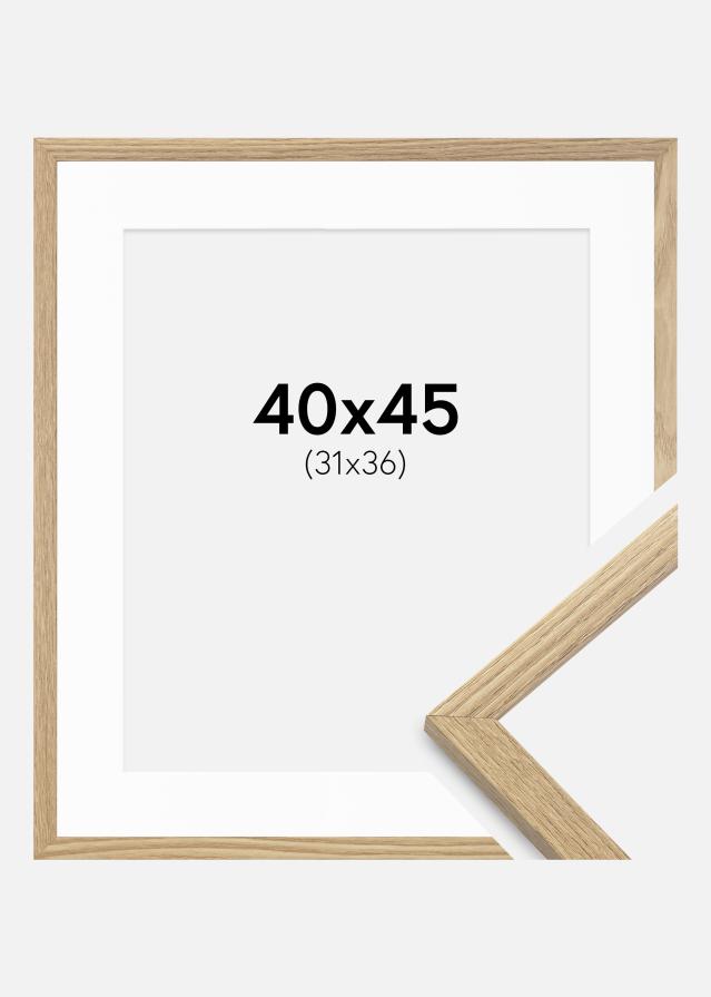 Cadre Trendy Chêne 40x45 cm - Passe-partout Blanc 32x37 cm