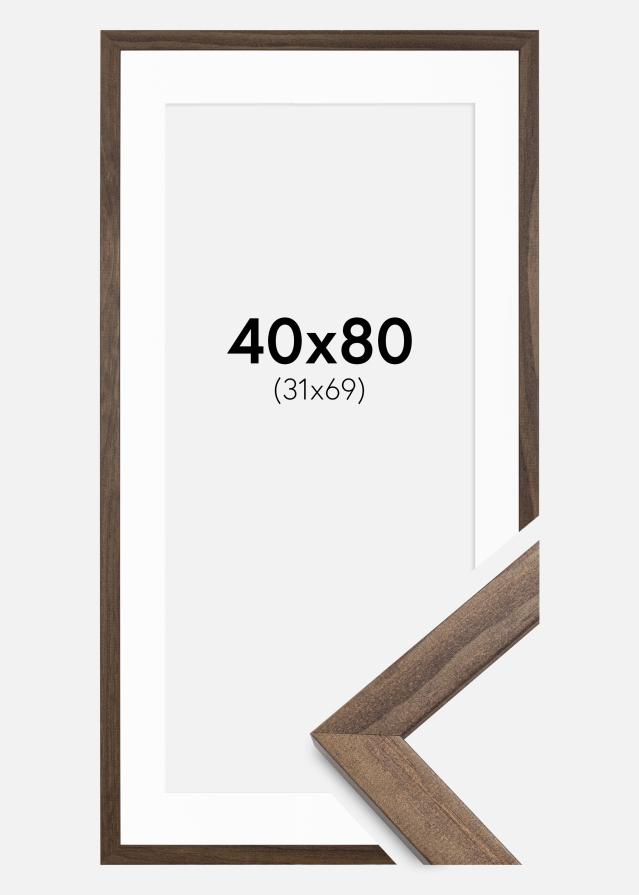 Cadre Stilren Noyer 40x80 cm - Passe-partout Blanc 32x70 cm
