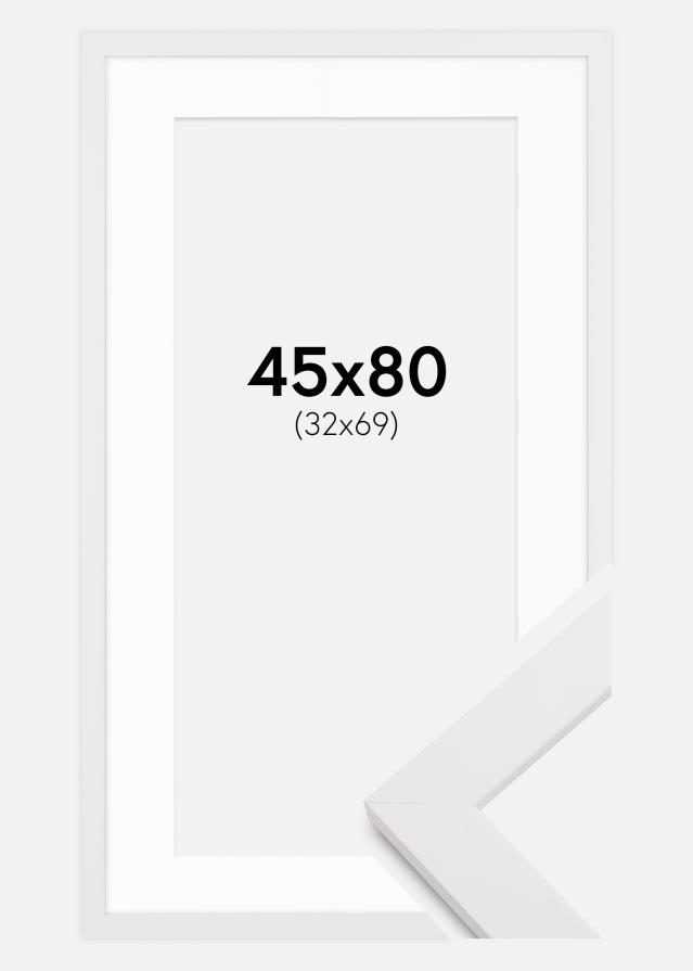 Cadre blanc bois 45x80 cm - Passe-partout Blanc 33x70 cm