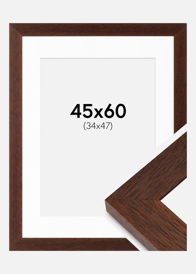 Cadre Juno Teak 45x60 cm - Passe-partout Blanc 35x48 cm