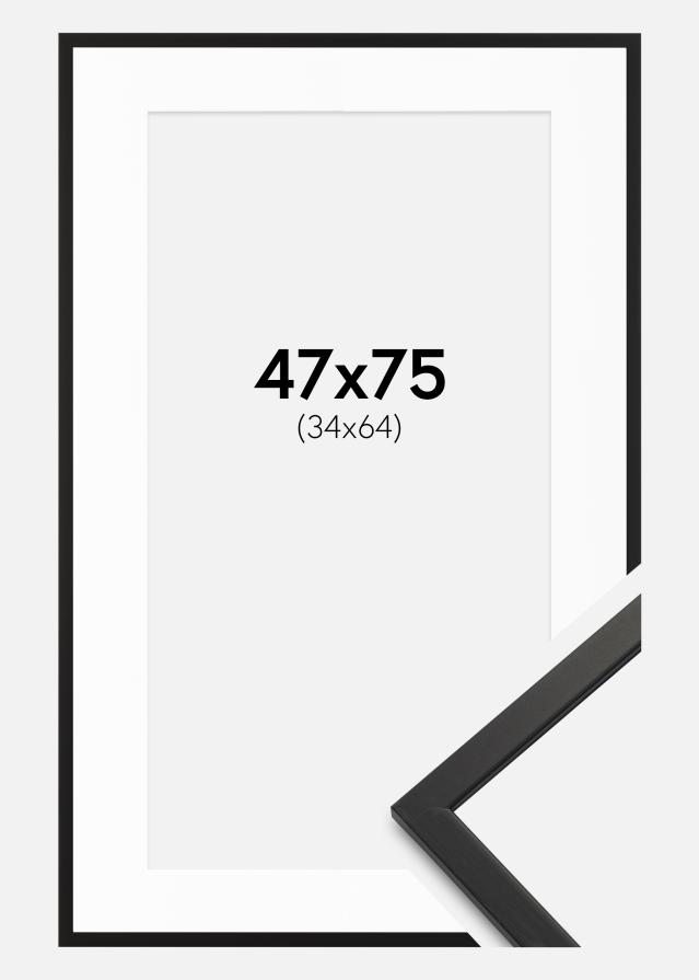 Cadre Edsbyn Noir 47x75 cm - Passe-partout Blanc 35x65 cm