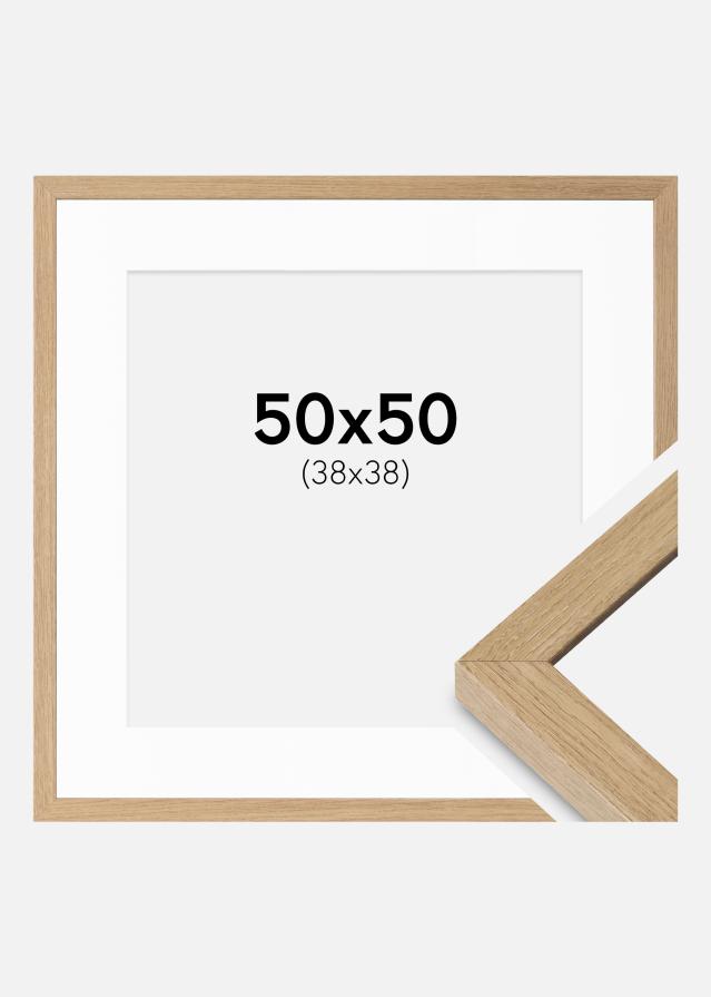 Cadre Hermes Chêne Naturel 50x50 cm - Passe-partout Blanc 39x39 cm