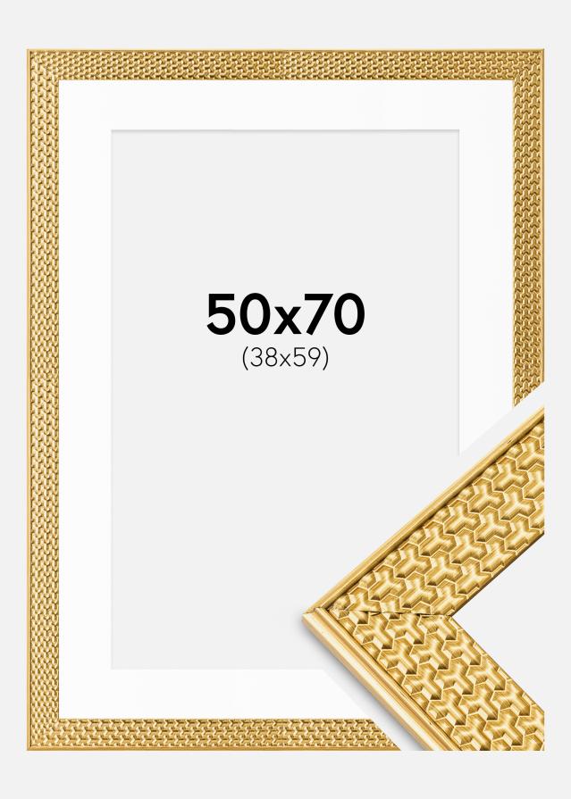 Cadre Grace Or 50x70 cm - Passe-partout Blanc 39x60 cm