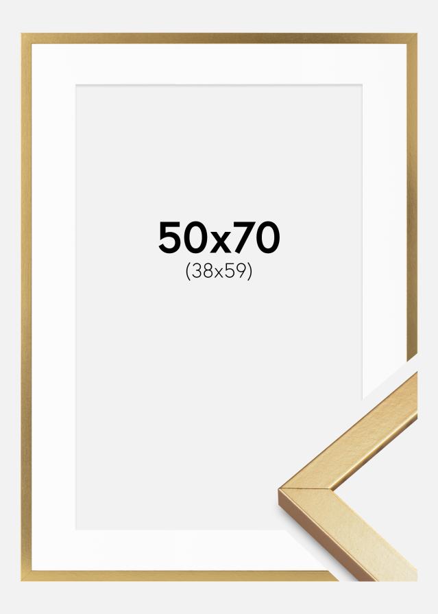 Cadre Minerva Or 50x70 cm - Passe-partout Blanc 39x60 cm